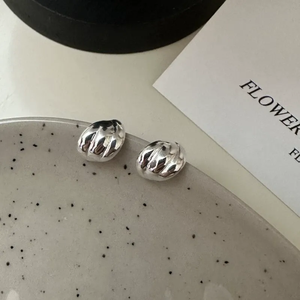 S925 Sterling <b>Silver</b> Korean Style Niche Design Sense Hornbag Earrings Korean Style Fashion Simple Retro Ear Jewelry - Product Image 1