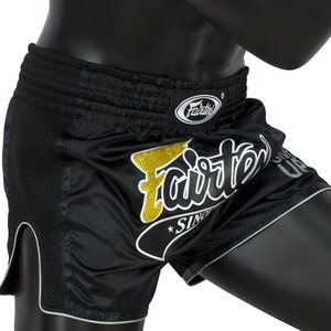 Pantalones Cortos de Boxeo Fairtex Negros con Estampado Brillante y Logotipo 'Never Give Up' en la Parte Delantera, Unisex para Adultos, Ropa de Artes Marciales - Product Image 4