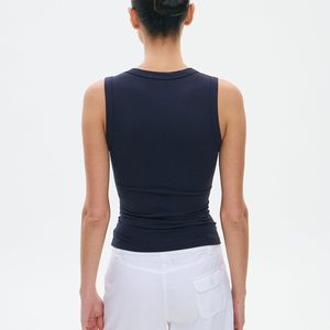Top Casual de Alta Calidad al por Mayor para Mujer, Cuello Redondo, Color Sólido, Logotipo Personalizado, Top de Punto Acanalado sin Mangas, 100% Algodón - Product Image 2