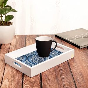 ถาดเสิร์ฟไม้ MDF รูปทรงสี่เหลี่ยมผืนผ้า พิมพ์ลายคุณภาพพรีเมียม พร้อมสติกเกอร์สีน้ำเงินตกแต่ง - Product Image 2