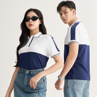 Polo bicolore mi-mollet haut de gamme pour hommes et femmes, mélange de coton 220 GSM, élégant et respirant, avec logo brodé personnalisé
