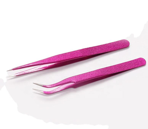 Pince à épiler professionnelle Kaamir courbée pour extensions de cils, anti-magnétique, en acier inoxydable, pointe lisse, 10 mm de longueur, outil d'isolation - Product Image 3