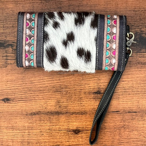 Belle conception usinée à la main sculpture portefeuille pochette élégant portefeuille en cuir de fourrure de vachette multi-usages portefeuilles en cuir occidental - Product Image 4