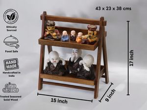 Wooden Double Tier <b>Storage</b> <b>Rack</b> Minimalist Design Standing Type for Living Room Sundries Organizer Durable Non Folding <b>Rack</b> - Product Image 3