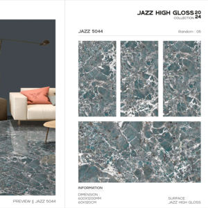 Azulejos de porcelana exclusivos Jazz con superficie de alto brillo, tamaño 60x120cm, 600x1200mm, 24x48, para una decoración elegante de paredes interiores. - Product Image 1
