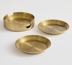 Radiant Sunray Brass <b>Coaster</b> Set Handcrafted Premium Round <b>Drink</b> <b>Coasters</b> Heat Resistant Table Protector Elegant Barware Gift - Product Image 4