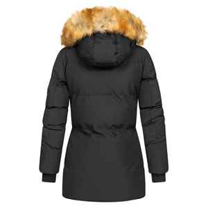 Veste matelassée à capuche zippée pour femme, style streetwear, coupe-vent, longue, chaude, pour l'extérieur, hiver, parka isolée avec logo personnalisé - Product Image 2