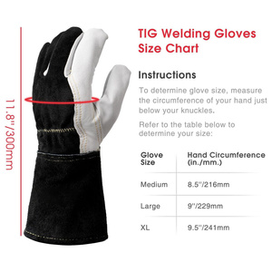 Gants de soudage TIG en cuir de chèvre et de vache pleine fleur, résistants à l'abrasion, pour la protection personnelle et la sécurité au barbecue - Product Image 5