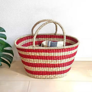 Cesta de compras ecológica de jacinto de agua natural con asa para almacenamiento de ropa, diseño moderno - Product Image 2