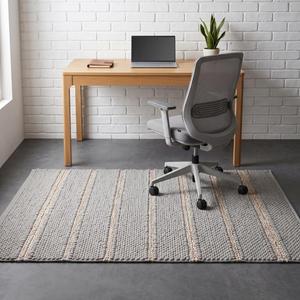 Tapis d'intérieur moderne en laine tissée à la main gris crème à boucles, antidérapant, léger et discret, pour la décoration de la maison - Product Image 4