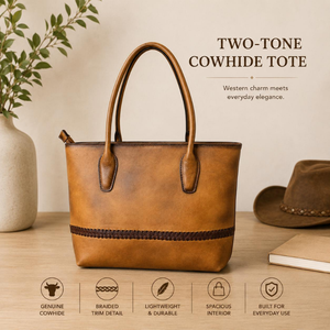 Sac fourre-tout en cuir véritable de vachette à poils, fait main, pour femme, avec poignées structurées, sac à bandoulière occidental haut de gamme pour le voyage - Product Image 3