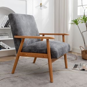 Poltrona classica moderna in stile Mid-Century, larga 25,38 pollici, grigia, per soggiorno - Product Image 4