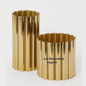 Ensemble de vases modernes en métal doré cannelé, écologiques, géométriques, rectangulaires, pour centres de table de mariage, décoration de luxe pour la maison - Product Image 5