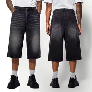 Jeans de Mezclilla para Hombre, Lavados, Negros, Personalizados, Largos hasta la Rodilla, Estilo Vintage, Verano 2026, Shorts Anchos para Hombre - Product Image 3