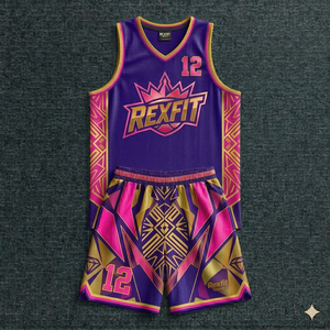 ชุดกีฬาบาสเก็ตบอลแบบกำหนดเอง REXFIT SPORTS สำหรับผู้ใหญ่ น้ำหนักเบา ระบายอากาศได้ดี แห้งเร็ว ผลิตจากโพลีเอสเตอร์ - Product Image 2