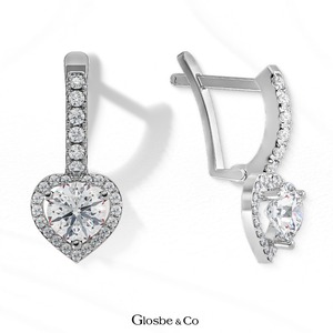 Glosbe & Co Jewelry Wholesale OEM ODM Customized Design <b>Green</b> Moissanite Heart Drop <b>Earrings</b> 5mm Sterling Silver Yellow Gold - Product Image 3