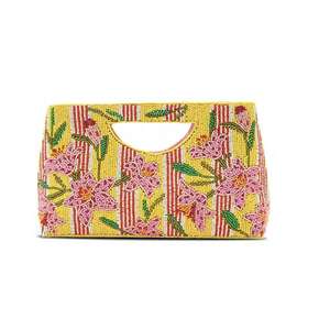 Women's Multi Hand Beaded <b>Clutch</b> <b>Bag</b> <b>Green</b> Bird Pattern Stripes Embroidery Design Magnetic Closure Cross-Body Strap Durable 1L - Product Image 1