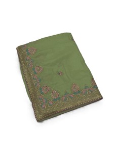 Sari de seda verde con bordado Zari y lentejuelas para bodas y fiestas, ropa tradicional india, sari largo hasta el suelo para mujer - Product Image 3