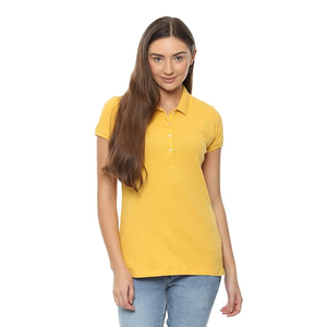 Elegante Camiseta Polo Roja para Mujer, Manga Corta, Informal, de Algodón, Cuello Camisero, Corte Regular, Color Sólido - Product Image 3