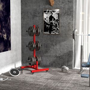 Porta dischi da 2 pollici per piastre olimpiche con 4 ruote di trasporto e 6 morsetti di fissaggio - 44 pezzi per panche e rack - Product Image 1