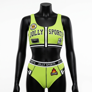 Womens <b>Bikini</b> <b>Set</b> 260 GSM Polyester Spandex Green Rhinestone Panel Design Sublimation Print Custom Logo Women <b>Bikinis</b> <b>set</b> - Product Image 2