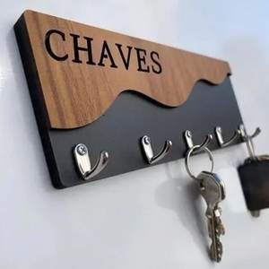 Premium Natural Wooden <b>Key</b> Holder with 6 Heavy Duty Hooks Wall Mounted <b>Key</b> <b>Hanger</b> for Living Room Hallway Office - Product Image 1