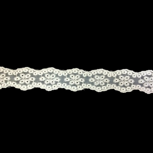 ลูกไม้ไนลอนออร์แกนซ่าสีขาวพรีเมียมลดราคาพิเศษ, ริบบิ้นปักลายดอกเดซี่, ลูกไม้โปร่งลายหยักสองชั้น - Product Image 1