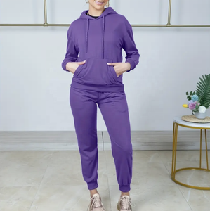 Ensemble de 2 pièces pour femmes : sweat-shirt et pantalon de survêtement, ensembles décontractés à deux pièces, pantalon ample uni sportif, sweat-shirt à capuche, 100% coton - Product Image 4