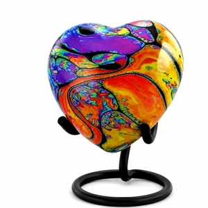 Aluminium Heart <b>Keepsake</b> Cremation Urn Satin Gold Mini <b>Ashes</b> Token with Dark Bronze Stand - Product Image 5