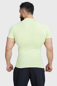 mens <b>compression</b> <b>shirt</b> gym fitness athletic wear quick dry stretch fabric training workout tee custom printing supplier - Product Image 4