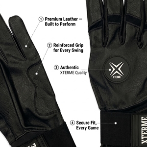 Guantes de Bateo de Béisbol con Logotipo Personalizado, Antideslizantes, de Cuero Genuino, para Adultos, para Entrenamiento Deportivo - Product Image 2