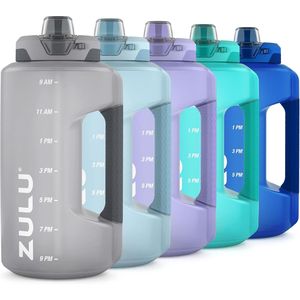Botella de agua deportiva reutilizable grande de medio galón con pajita, tapa a prueba de fugas, marcador de tiempo y asa para hidratación durante todo el día - Product Image 1