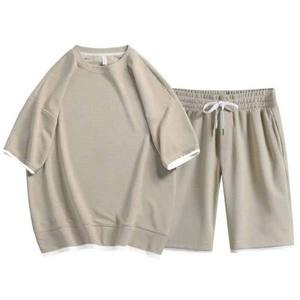 Vêtements pour hommes, t-shirts et shorts, ensembles de deux pièces, vêtements de sport décontractés, ensembles de deux pièces en coton de grande taille, ensembles de rue oversize pour hommes - Product Image 2