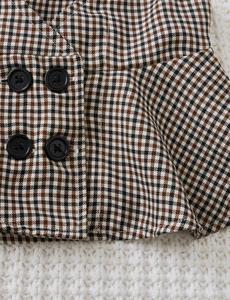 Girls Vintage Checkered Peplum Top & <b>Pants</b> Set 2 Piece Outfit - Product Image 3