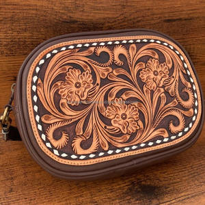 2024 Wholesale New Western Hand Tooled Genuine Leather Women's Crossbody Bag Cow Leather Floral Bohemian Luxury Designer Purse - Product Image 3