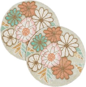 Most Trending <b>Beaded</b> <b>Placemat</b> Embroidered Floral Design Multi-color <b>Placemat</b> Protect Your Dining From Heat Damage in Low Price - Product Image 4