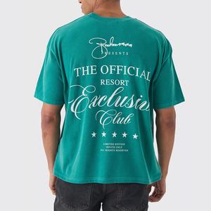 Camisetas de manga corta para hombre de verano caliente Lavado ácido teñido liso 100% algodón Impresión digital de peso pesado - Product Image 2