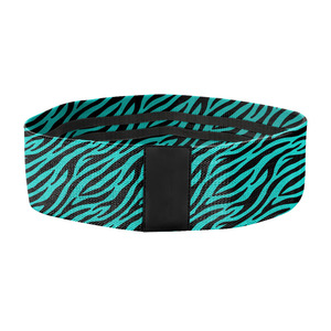Teal Zebra Print Resistance Band For Exercise With Black Closure Comfortable <b>Elastic</b> Hip Band For Glutes Training - Product Image 1