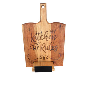 Planche à découper de cuisine avec support pour livre de recettes, planche à découper avec poignée pour comptoir de cuisine, planche décorative pour cuisine et salle à manger - Product Image 1