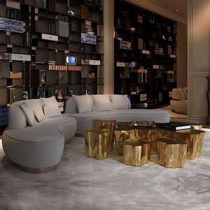 Juego de Sofás Seccionales Curvos Modernos de Lujo, Estructura de Madera de Caoba, Tapizado de Esponja, Muebles para Sala de Estar, Hotel, Villa, Indonesia - Product Image 6