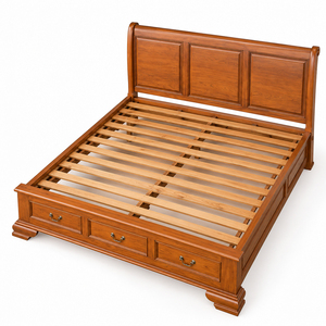 Elegant Teak Wood Traditional Bulk Supply Windsor Classic Teak <b>Bed</b> with 3 Storage Drawers for <b>Space</b>-<b>Saving</b> Bedroom Furniture B2B - Product Image 3