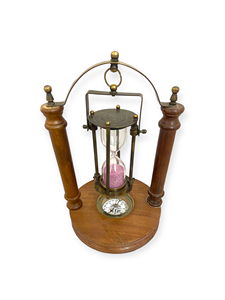 Sablier rotatif de luxe en laiton fait main de 2 minutes avec boussole, décoration de bureau vintage par Tajdaar Handicrafts - Product Image 2