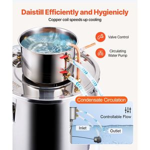 8 Gal/30 L Stainless Steel Home Brewing <b>Distillation</b> Equipment <b>Water</b> Alcohol Fermentation Kit Copper Coil <b>Water</b> <b>Distiller</b> - Product Image 4