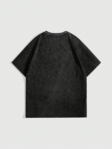 Camiseta Gótica Extra Grande para Hombre, Negra, de Algodón Jersey, Manga Corta, Diseño con Letras Impresas, Cuello Redondo, Logotipo Frontal - Product Image 6