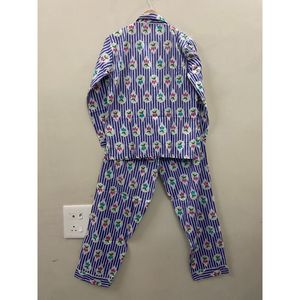 Ensemble de pyjama pour femmes en coton 100% avec imprimé étoiles, vêtements de nuit doux et respirants en tricot, taille élastique, deux pièces, vêtements de détente - Product Image 4