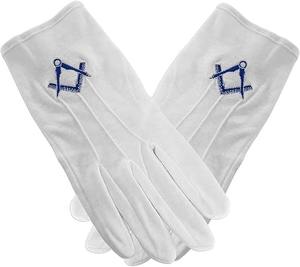 Paire de gants de cérémonie maçonniques – Gants blancs 100 % coton avec logo brodé « G » et équerre et compas, lot de 6 paires, excellent rapport qualité-prix - Product Image 4