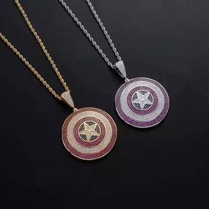 Collar con Colgante de Escudo del Capitán América, Fabricación India, Chapado en Oro de 18K, Plata 925, Estilo Hip Hop, Unisex, Uso Diario - Product Image 4