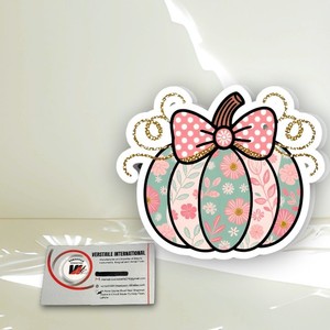Extensiones de Pestañas Magnéticas de Acrílico con Diseño Floral de Calabaza, Lazo Rosa y Flores de Diamante, Reutilizables y Ecológicas, Marca Privada - Product Image 2
