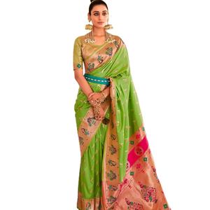 Último diseñador Pure Heavy Silk Zari Sequence Work Saree de Fab Zone - Product Image 1