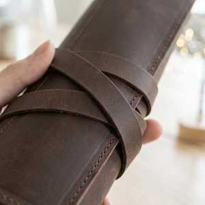 AQDAS INDUSTRIES Leather <b>Backgammon</b> <b>Set</b> Roll up Board Foldable Travel Game Unisex Playing Accessory Customized Packaging - Product Image 5